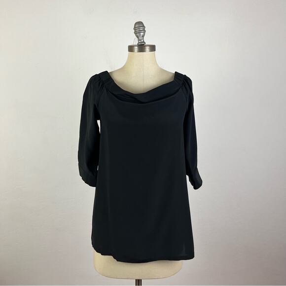 Theory Black Silk Off Shoulder Top - Picture 1 of 7